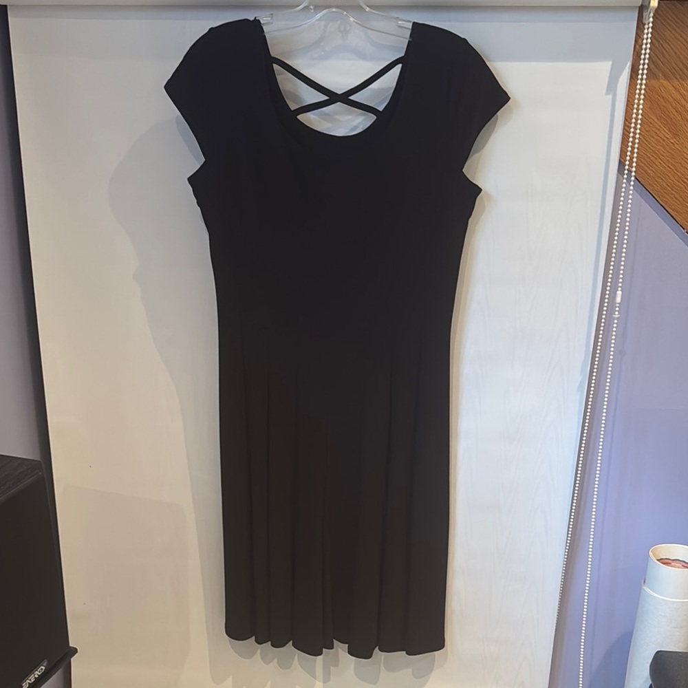 Black Cocktail Sundress with Flutter Cap Sleeves